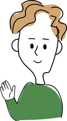 [explanation] Simple hand-drawn male facial expression upper body illustration isolated