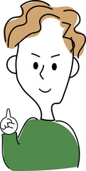[Commentary] Simple hand-drawn male facial expression upper body illustration isolated
