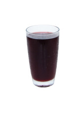 Glass of grape juice in tall glass. It has dark purple color, sweet, sour taste, Contains vitamin...