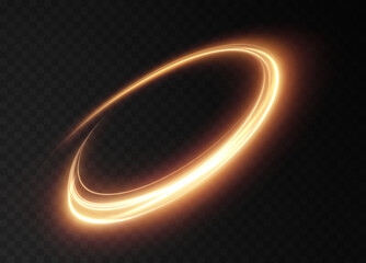 Light golden Twirl png. Curve light effect of golden line. Luminous golden circle. Element for your design, advertising, postcards, invitations, screensavers, websites, games.