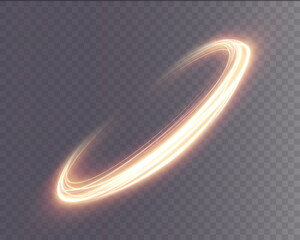 Light golden Twirl png. Curve light effect of golden line. Luminous golden circle. Element for your design, advertising, postcards, invitations, screensavers, websites, games.