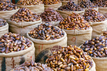 Delicious fresh organic dates in a market in Aswan, Egypt.