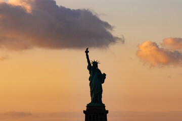 statue of liberty stunning sunset