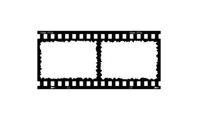 35mm film strip retro vintage vector design with two frames on white background. Film reel symbol illustration to use in photography, television, cinema, photo frame. 