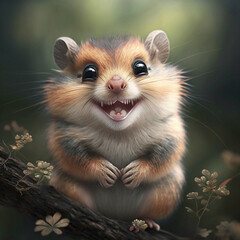 Fototapeta premium squirrel smiles on a tree