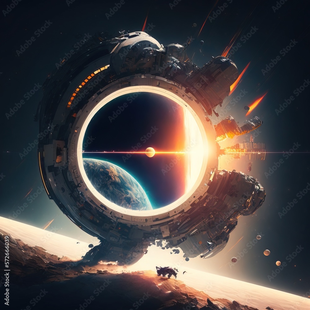 Wall mural concept of interstellar travel. cosmic travel. created using generative ai