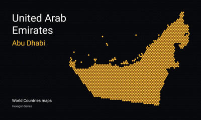 Naklejka premium Creative map of United Arab Emirates. Political map. Abu Dhabi. Capital of United Arab Emirates. World Countries vector maps series. UAE, Dubai. Dark