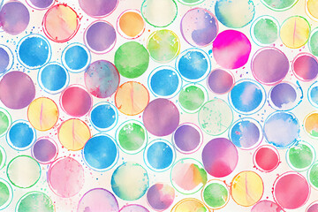 Watercolor pattern with overlapping colorful dots. Generative ai. 
