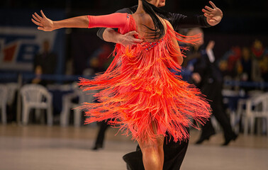 couple dancers latin dancing in sport competition