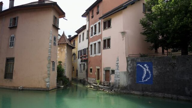 Traditional European architecture in France. Old antique ancient town of Annecy. Travel destination in touristic city
