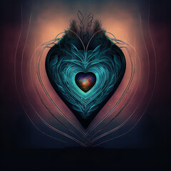 Heart home of soul, spirituality, concept, esoteric, connection to the universe, emotions, happiness. Generative AI.