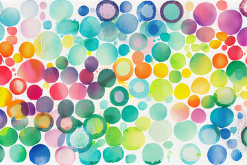 Watercolor pattern with overlapping colorful dots. Generative ai. 