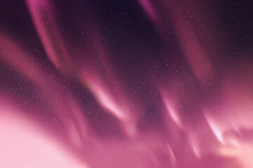 Night starry sky, polar lights. Purple aurora borealis. Pink backdrop