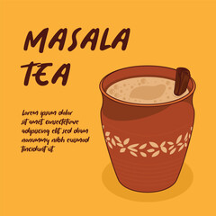 Hand drawn indian cuisine masala tea illustration
