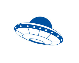 Flying UFO silhouette vector logo