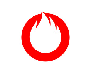 O Letter with fire silhouette inside