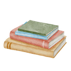 Watercolor Book Stack.