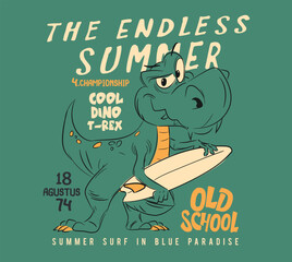surfer dino vector illustration for t shirts print © basws