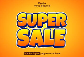 Fototapeta na wymiar super sale text effect with graphic style and editable.
