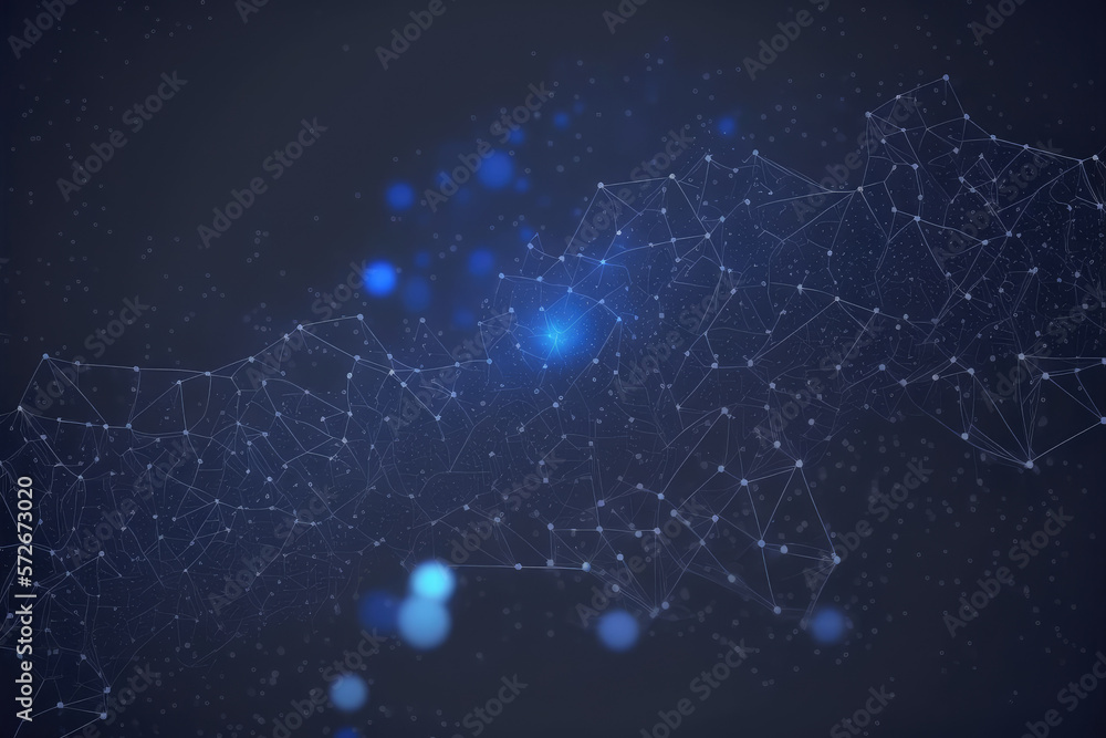 Poster blue technology abstract background of connection network. peculiar ai generative image.