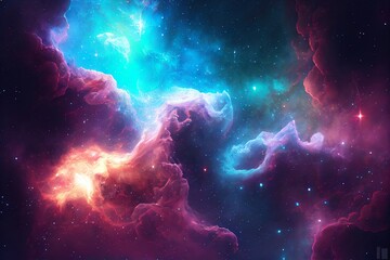 Obraz na płótnie Canvas Abstract Outer Space Endless Nebula Galaxy Background. Generative AI