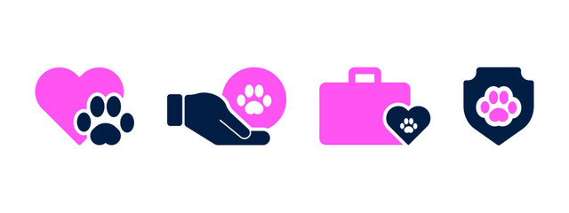 animal welfare icon set. animal protection icon concept.