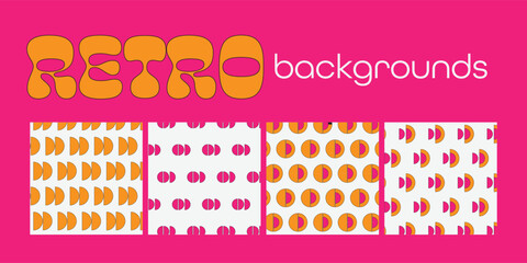Obraz premium Cartoon retro backgrounds.Wallpaper in a trendy retro psychedelic cartoon style. Isolated vector illustration. Geometric abstract shapes.Retro background