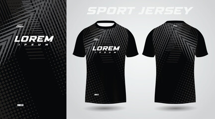 black soccer jersey or football jersey template design for sportswear. Football t-shirt mockup