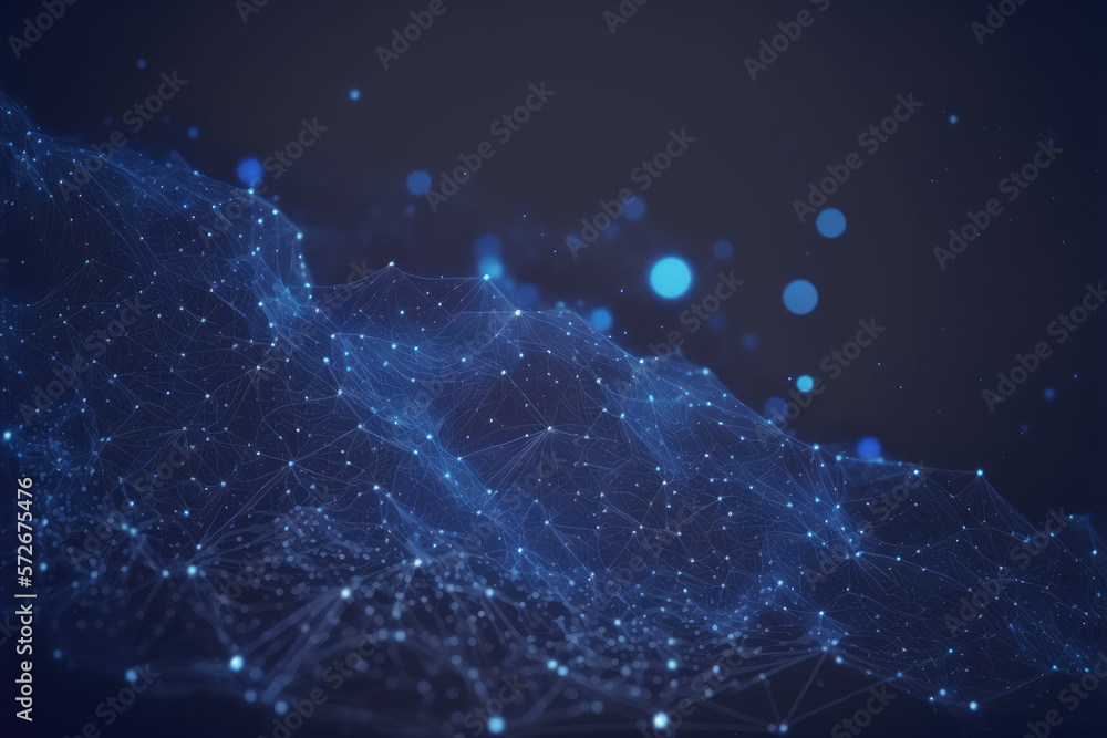 Poster blue technology abstract background of connection network. peculiar ai generative image.