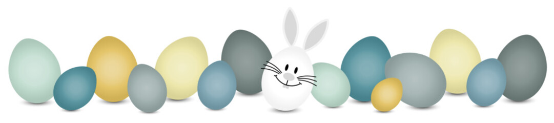 Weißes Hasenei & Ostereier Senf Petrol Grau Und Weiß