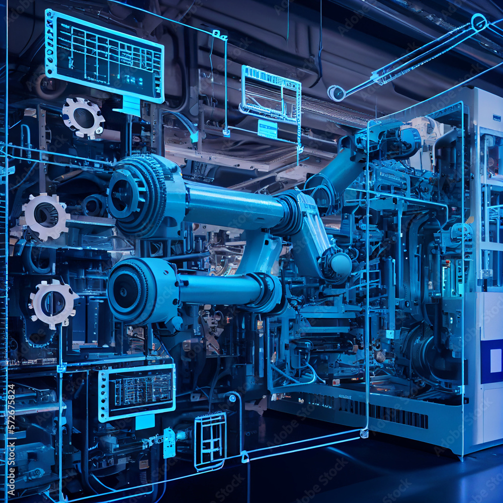 Aufkleber industry 4.0 robot concept. machine maintenance, automation tools, robot arm at the factory.