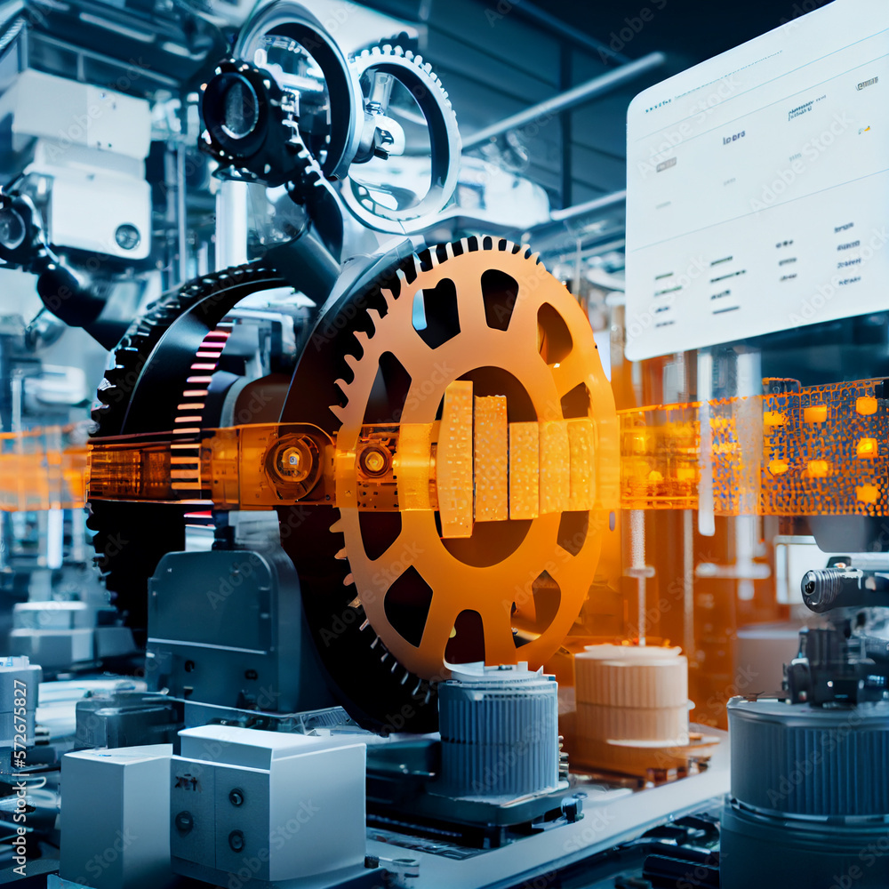 Aufkleber industry 4.0 robot concept. machine maintenance, automation tools, robot arm at the factory.