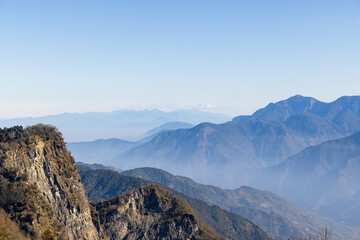 Alishan national scenic area with beautiful mountain landscape