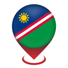 Fototapeta premium Map pointer with contry Namibia. Namibia flag. Vector illustration.