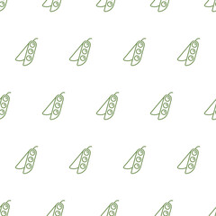 The line pattern is a pod of peas on a white background. Vector seamless pattern with peas.