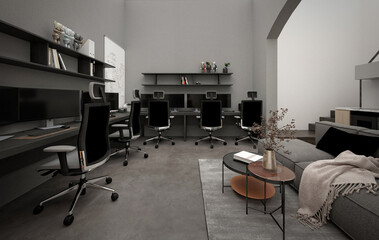 3d render of working offfice