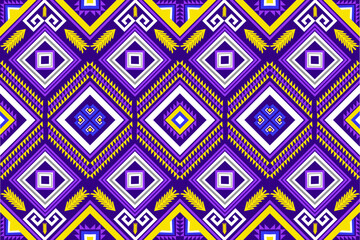 Ethnic geometric oriental traditional with colorful elements seamless pattern. designed for background, wallpaper, clothing, wrapping, fabric, Batik, decorating, embroidery style, vector illustration