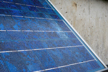 Fragment of a small solar battery close-up.