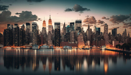 Fototapeta na wymiar New York City skyline, Generative ai