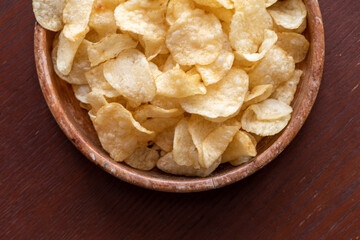 rustic french fries on wooden table