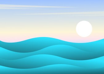 The sun sets over the horizon of the sea