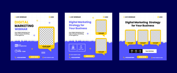 Digital marketing invitation webinars social media post web banner template design