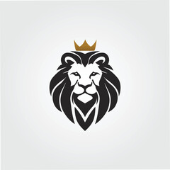 Lion king head logo, tattoo style logo illustration template