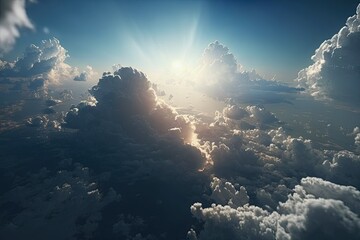 Stormy art sky with dramatic clouds from an approaching thunderstorm at sunset.Generated AI