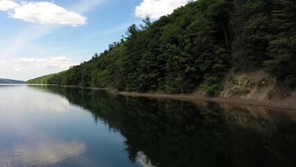 Beautiful peaceful mountain lake in natural area Hemlock Lake up state New York finger lake