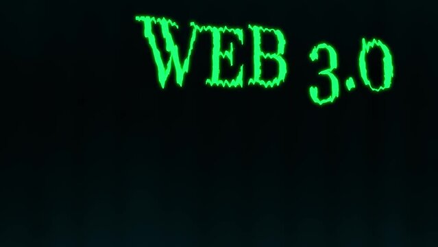 word text web 3.0 with glitches black background green title scifi futuristic