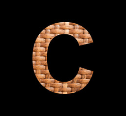 Alphabet letter C - Symmetrically intertwined natural rattan background