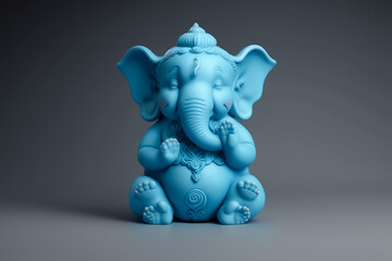 Beautiful blue 3d statue of baby lord Ganesh. Generative AI