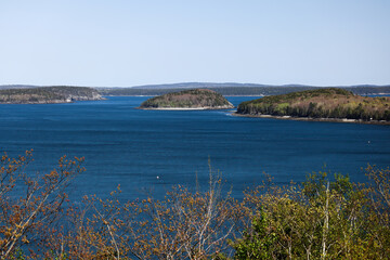 View from a Mountain in Maine with water below