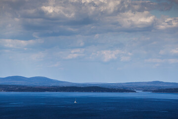 View from a Mountain in Maine with water below